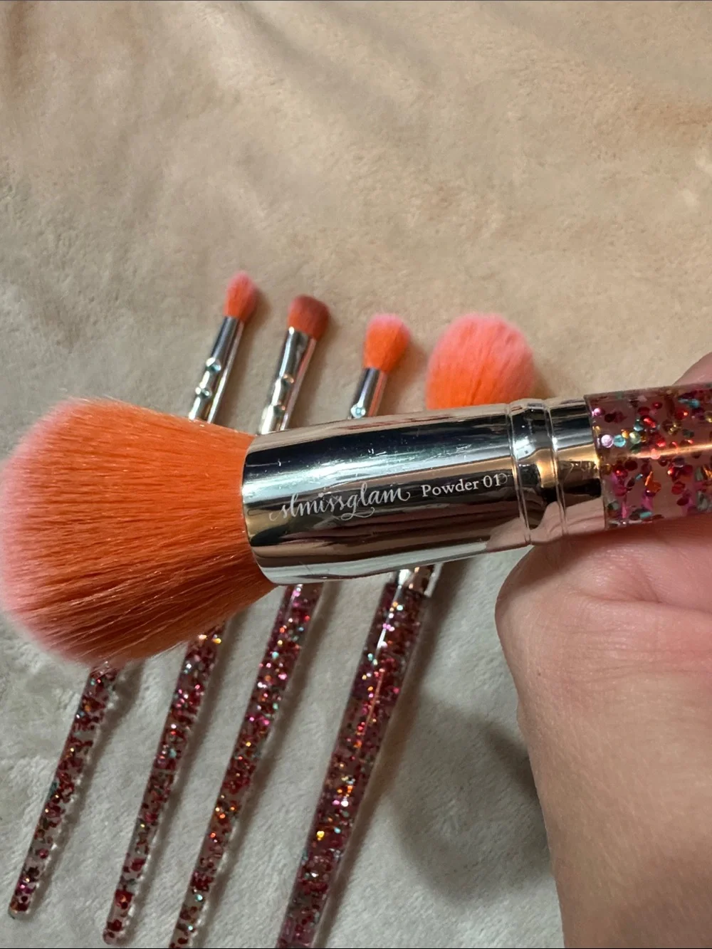 5-Piece Glitter Handle Makeup Brush Set by SLMissglam